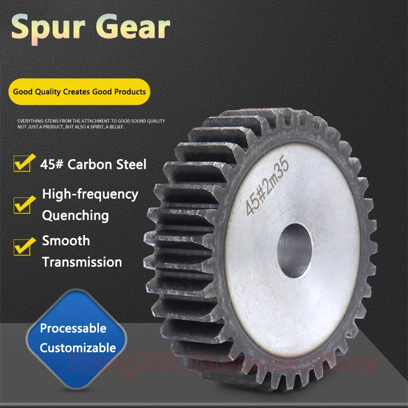 Flat Gear 2M-21 22 23 24 25 26 27 28 29 30 31 32 33 34 35 36 37 38 39 40 Teeth 2 Mod Spur Gear 45 Steel Cylindrical Motor Gear
