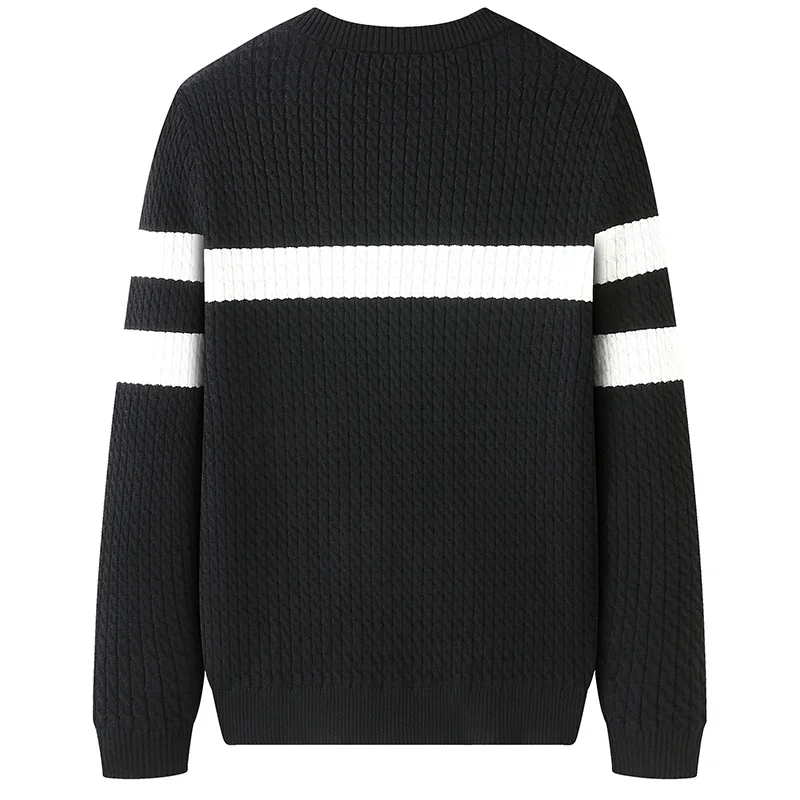 Men\'s Vintage Striped Knit Sweater, Oversized Pullover, Loose Knitwear, 7XL, 6XL, 5XL, Fall, Winter, Male Fashion, 2024