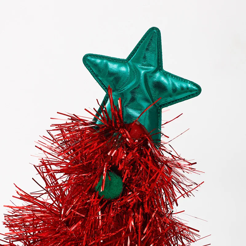 Sombrero de árbol de Navidad 2025 Ins, sombreros creativos de Navidad para niñas, oropel, diadema navideña, disfraz de fiesta, suministros de decoración de Año Nuevo