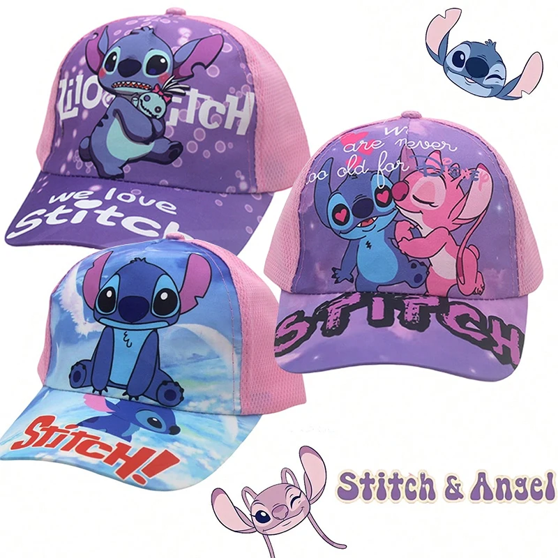 

Бейсбольная кепка в стиле аниме «Лило и Стич», милая мультяшная стежка, регулируемая дышащая сетчатая шляпа дальнобойщика, уличная повседневная шляпа от солнца для унисекс