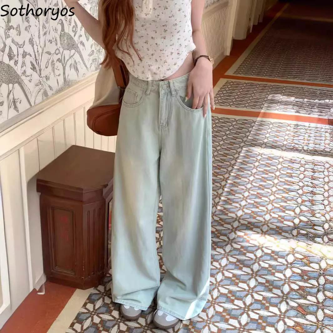 

Baggy Jeans for Women Spring Summer High Waist Washed Trendy College Ulzzang Streetwear Mop Wide Leg Trousers Leisure Vintage