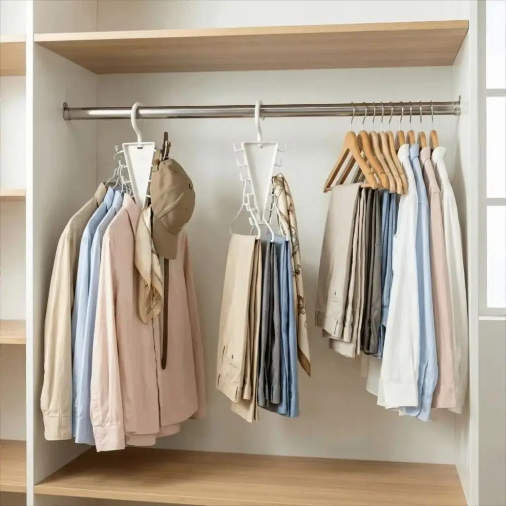 Portable Wall Mounted V Shaped Hanger Space Saving Rotatable Hat Rack 12 Hooks Multi Hook Organizer