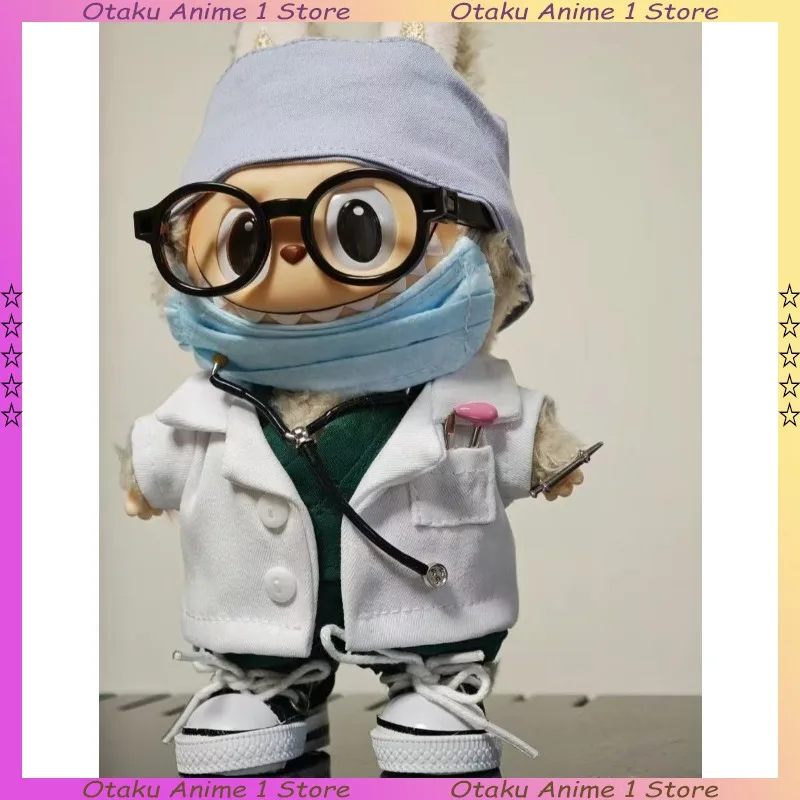 

Hot Labubu Doctor Uniform Set Green Blue Surgeon Uniform 6-piece Outfit Mini Plush Doll Clothing Fashion Doll Accessories
