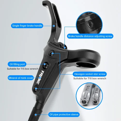 Imagen 2 del producto TANKE MTB freno de disco hidráulico 2 pistones pinzas de rastreo XC ligeras almohadillas de Metal originales manillar de Rotor de presión de aceite agarre corto