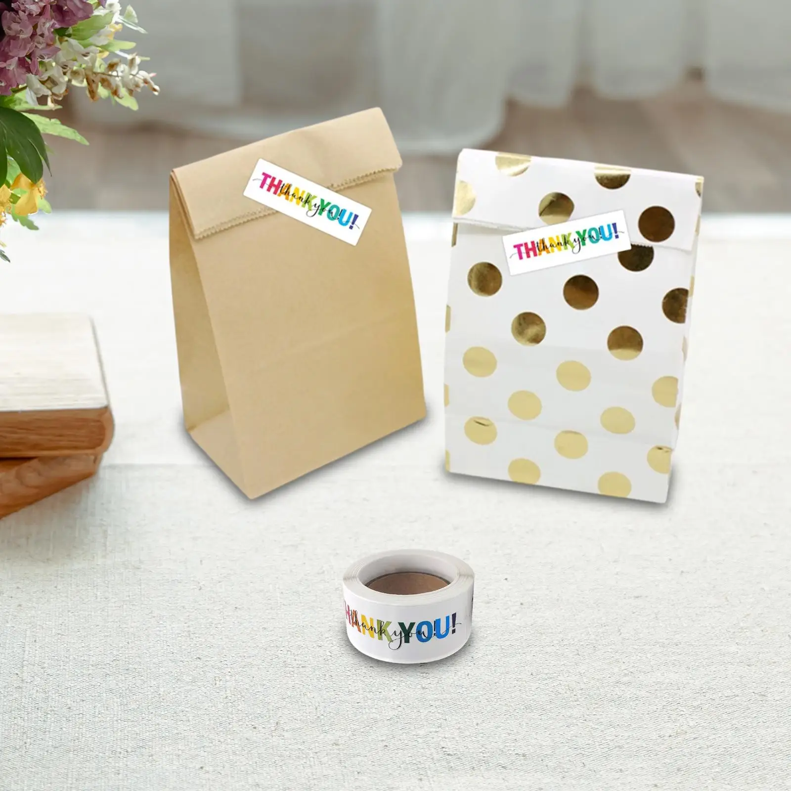 120Pcs Thank You Stickers Self Adhesive Rectangle Decals Labels Envelope Seals for Wedding Holiday Bubble Mailers Cards Boxes