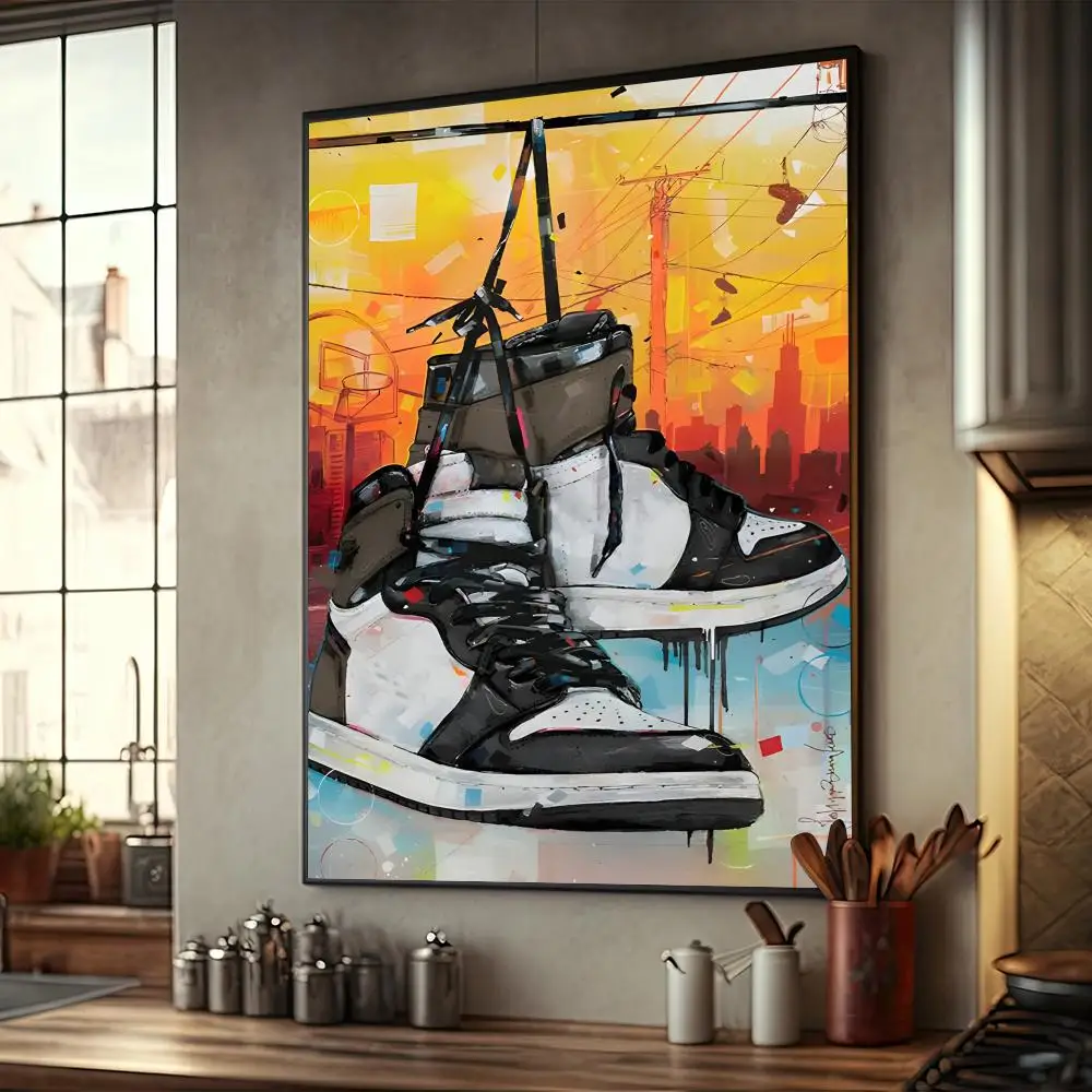 Graffiti Sneakers Vintage Posters Sticky Retro Kraft Paper Sticker DIY Room Bar Cafe Stickers Wall Painting Decor