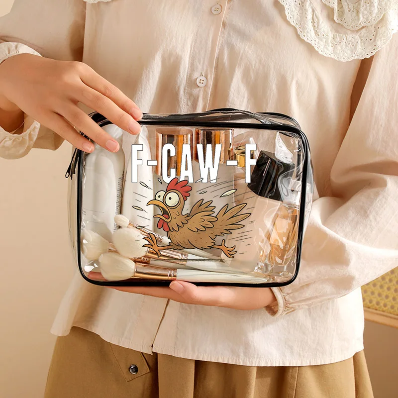 

Ladies Cute Transparent Makeup Set Bag - Perfect for Travel, Gym and Beach Use. This Small Makeup Set Bag Has A Cute Design.