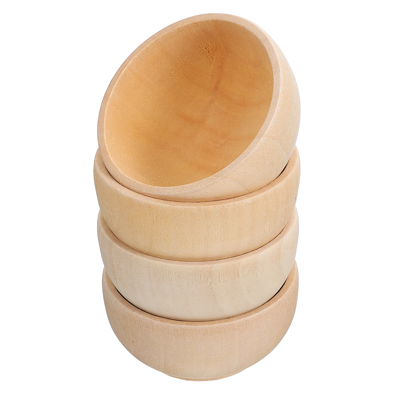 

4 Pcs Mini Wooden Bowls Set Unfinished Small Wood DIY Craft Supplies Kids Toys Creative Bowl Design Smooth Margin