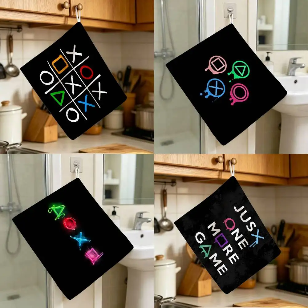 Game Fan Style Square Hanging Style Hand Wiping Towel Polyester Cotton Anti-fade For Indoor Kitchen Living Room