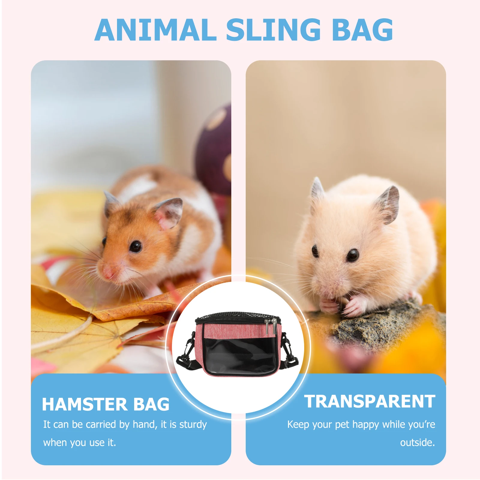 

Portable Hamster Carrier Bag Lightweight Compact Outdoor Hedgehog Handbag Pink Squirrel Pouch Chinchilla Bag Pet Travel Small