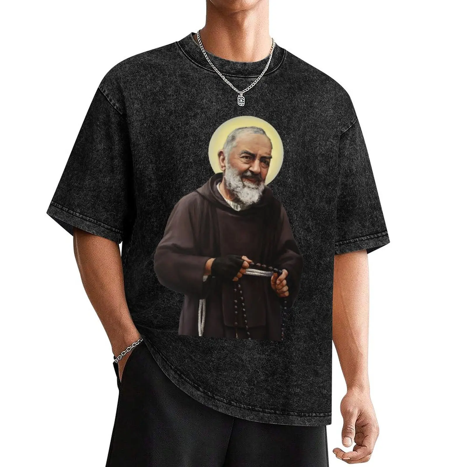 

Padre Pio (transparent background design) T-Shirt kawaii clothes vintage anime shirt baggy shirts men clothing