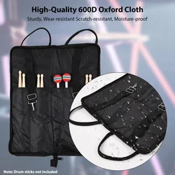 Portable Drum Stick Bag Large Capacity 600D Thickened Drumstick Storage Bag with Crossbody Shoulder Strap Percussion Accessories
