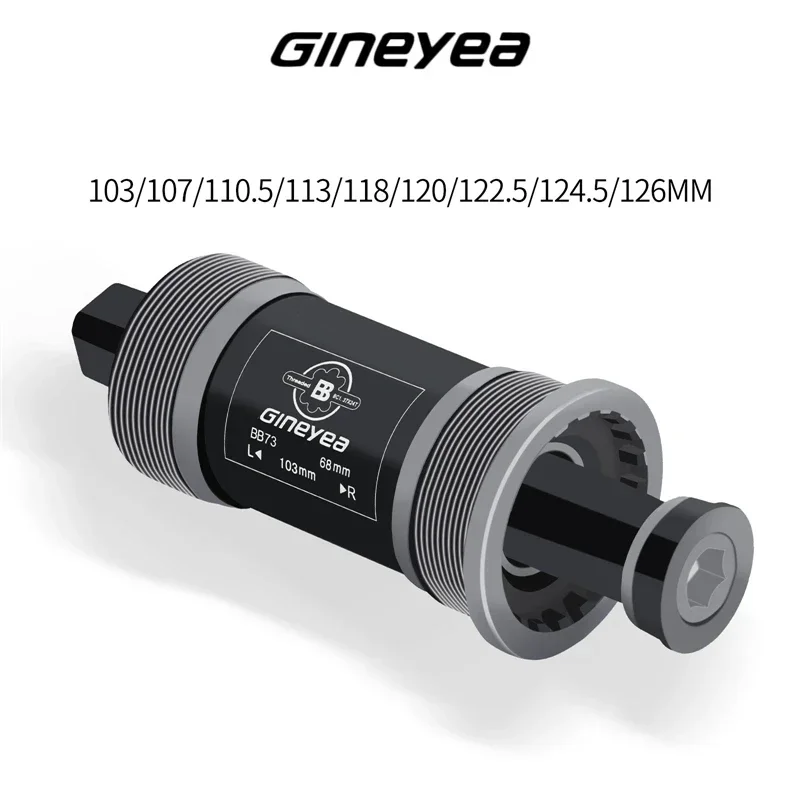 GINEYEA BB73 Mountain Bike Square Hole Bottom Bracket EIEIO Seal Bearing BB With Screw 68*103-126mm Bicycle Parts