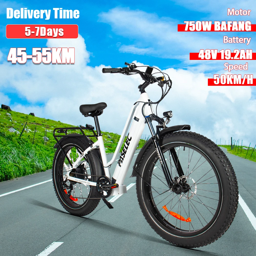 

UK Stock 750W BAFANG Motor, 19.2AH Detachable Battery, 26 Inch Fat Tires, Hydraulic Brakes, Adult MTB Road Electric Bicycles