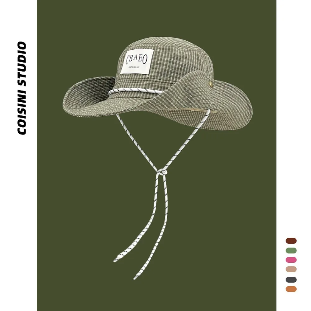 

Новые шляпы-ведра с надписью и завязками, большие поля, защита от солнца, рыбацкая шляпа, защита от ультрафиолета, шляпа-ведро с ремнями для кемпинга