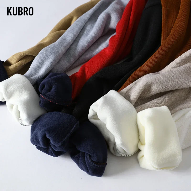 KUBRO Men's Turtleneck Sweaters Men Knitting Pullovers Rollneck Knitted Sweater Warm Fleece Jumper Slim Fit Casual Male Winter