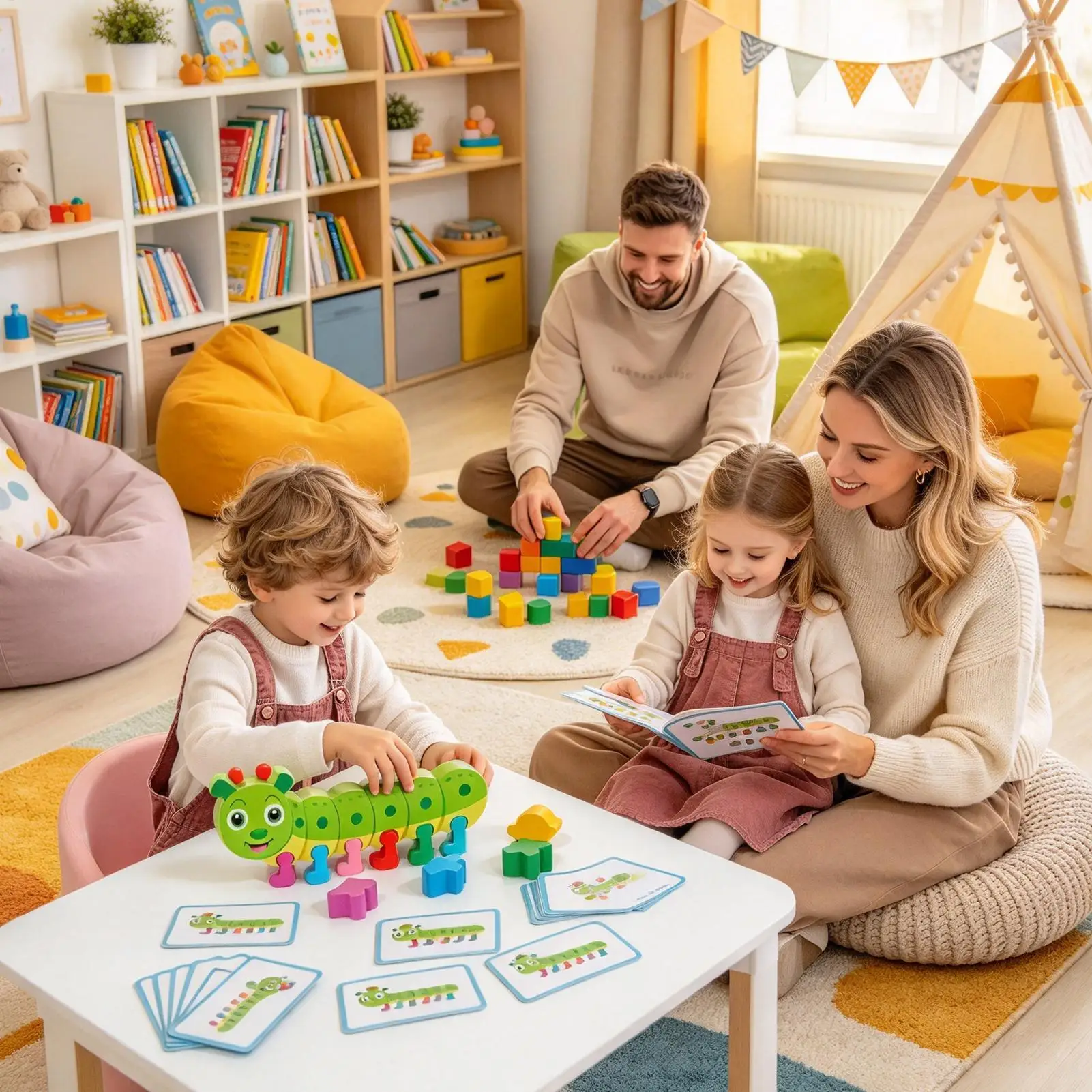 Wooden Color Matching Puzzle Educational Caterpillar Color Matching Toys Kids Shape Sorting Toy For Boys Girls Birthday