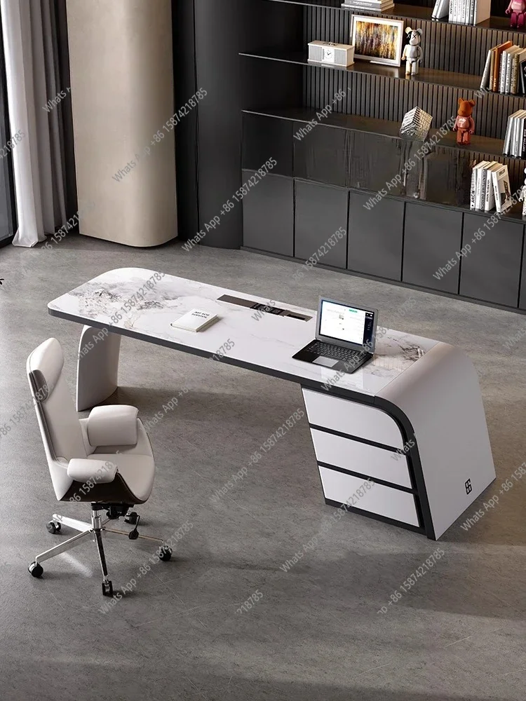 

MS Italian rock slab desk light luxury designer modern simple computer desk advanced writing desk