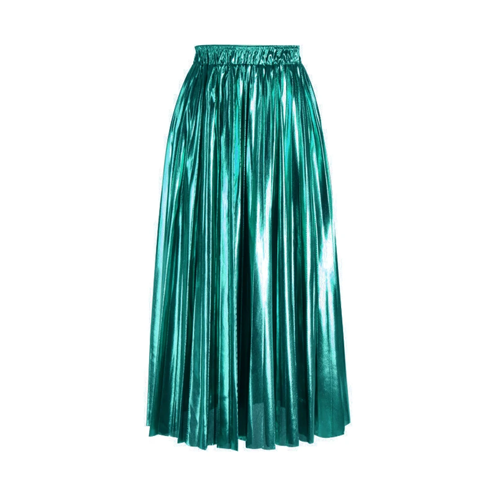 SISHION 2025 Spring New Pleated Elastic Waist Women Long Skirt SS0039 Swing Bling Black Green Purple Golden Elegant Party Skirts