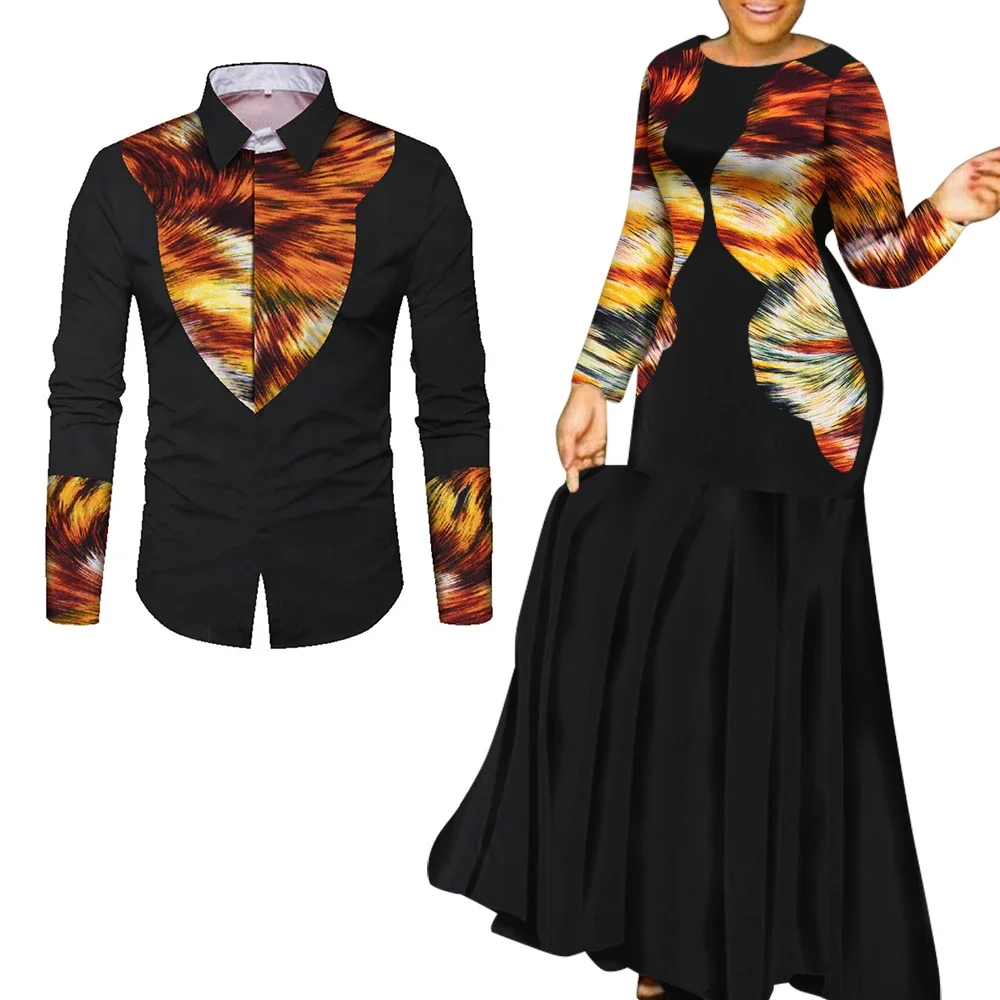 Ropa africana para pareja, ropa africana para amantes, vestido largo de fiesta para hombre y mujer WYQ