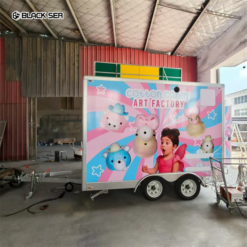 Custom.Blackser مقطورات شاحنة الغذاء معايير الولايات المتحدة في الهواء الطلق المطبخ المحمول شاحنة القهوة بيع حلوى القطن #5