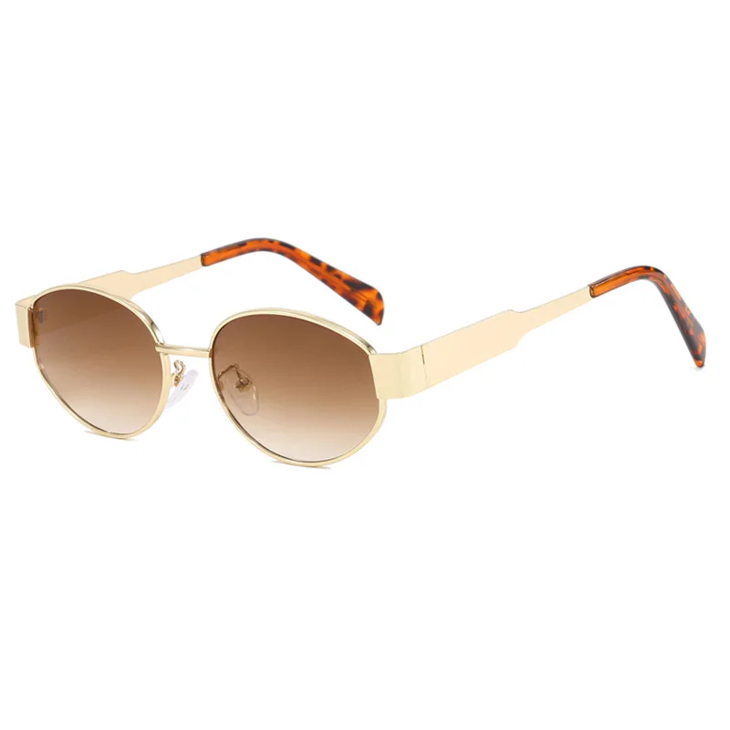 Occhiali da sole ovali in metallo Vintage per donna 2024 nuovi occhiali da sole eleganti sfumati firmati di marca femminili Sexy Y2K Shades Ins Hot