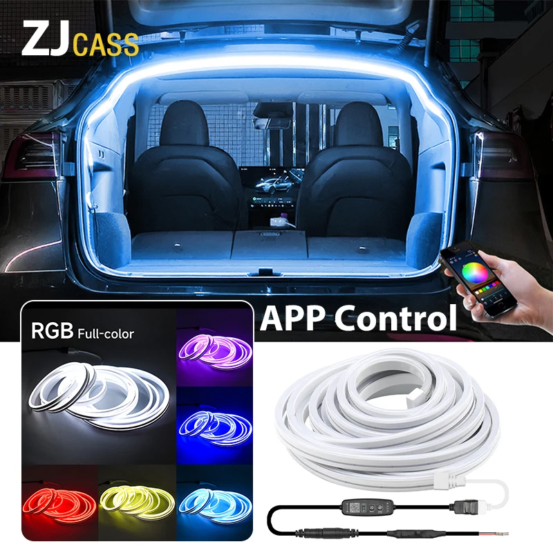 

RGB автомобильный задний багажник, яркая светодиодная лента 5 м, многофункциональная для водонепроницаемого гибкого освещения, разъем управления через приложение Plug & Play, 12 В