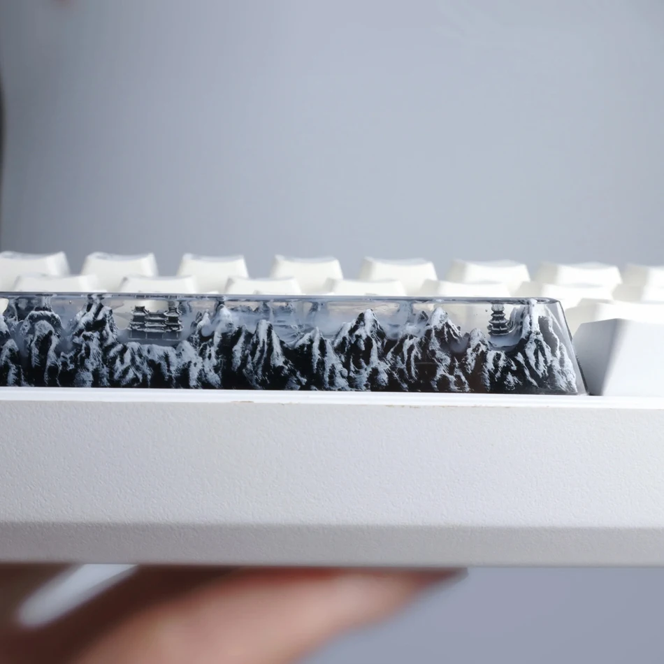 Mechanical Keyboard Keycaps 6.25U Personalized Handmade Landscape Ink Space Bar Keys Artisan Resin Drip Keycaps Birthday Gift