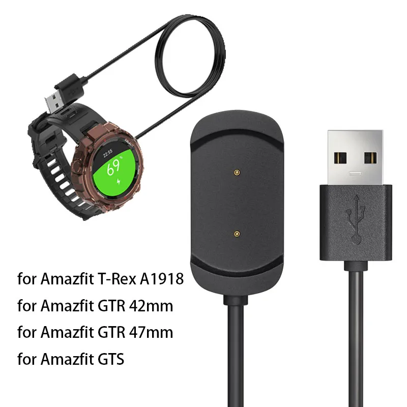 1M USB Charging Cable For Huami Amazfit T-Rex GTR 42mm/47mm GTS Smart Watch Charger For Amazfit T-Rex Charging Cable Lines Dock