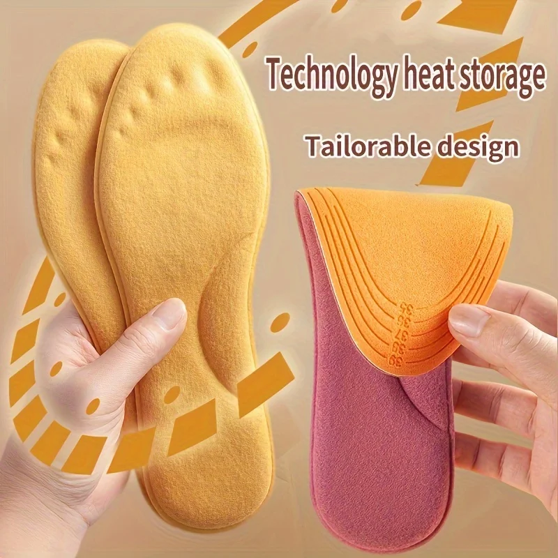 Thicken Thermal Winter Sport Insoles Warm Soft Comfortable Breathable Plush Shoes Pad Accessories Feet Care Cushion For Winter