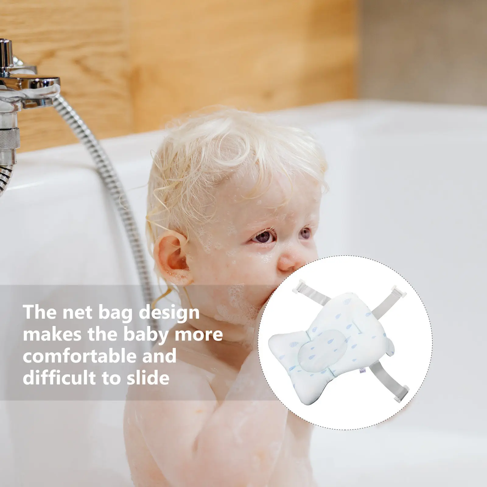Baby Bath Tub Floating Pad Detachable Infant Bath Support Cushion Non-Slip Mat Comfortable Baby Shower Support Net