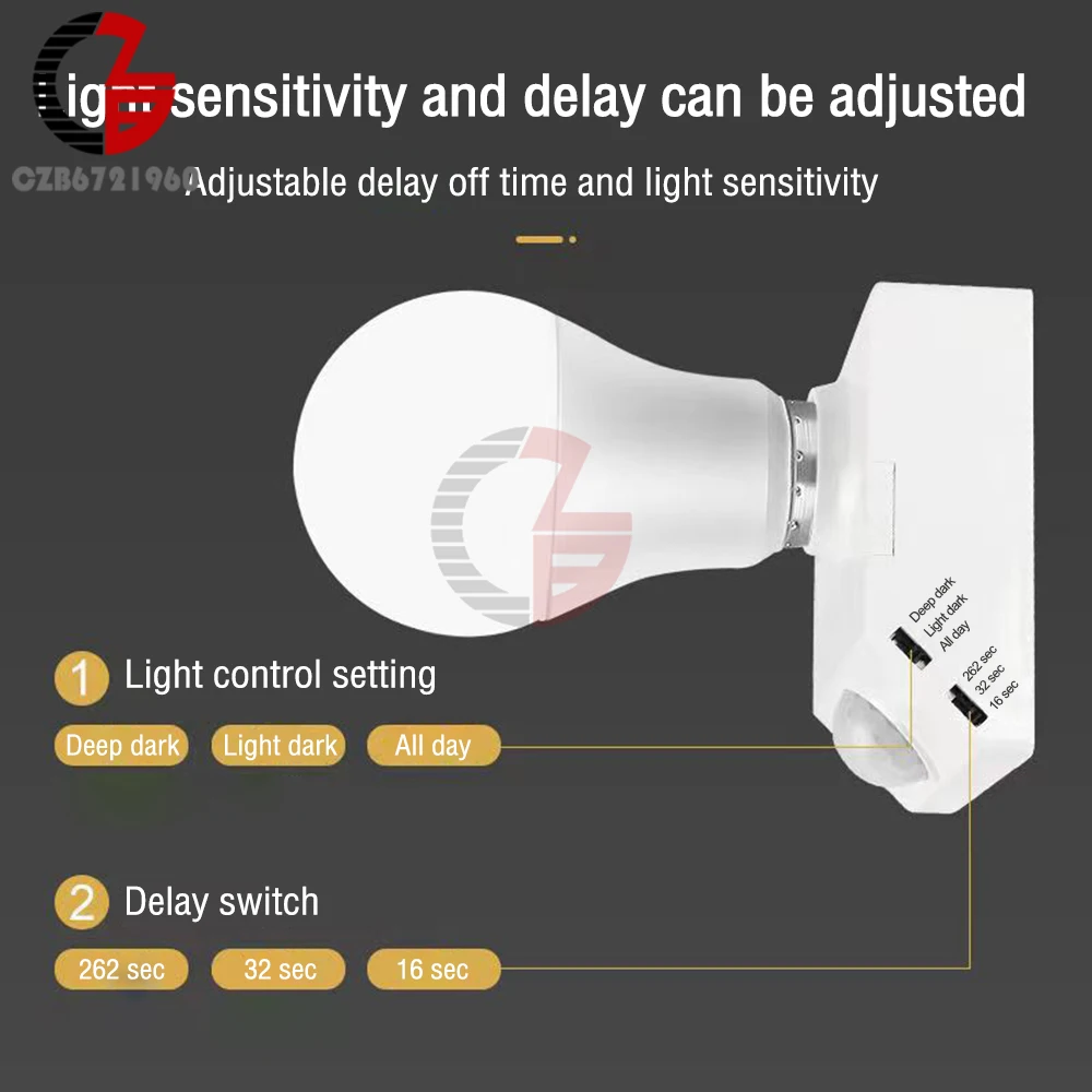 Automatic Human Body Infrared IR Sensor LED Bulb Light E27 Base PIR Motion Detector Wall Lamp Holder Socket Switch AC 110V 220V