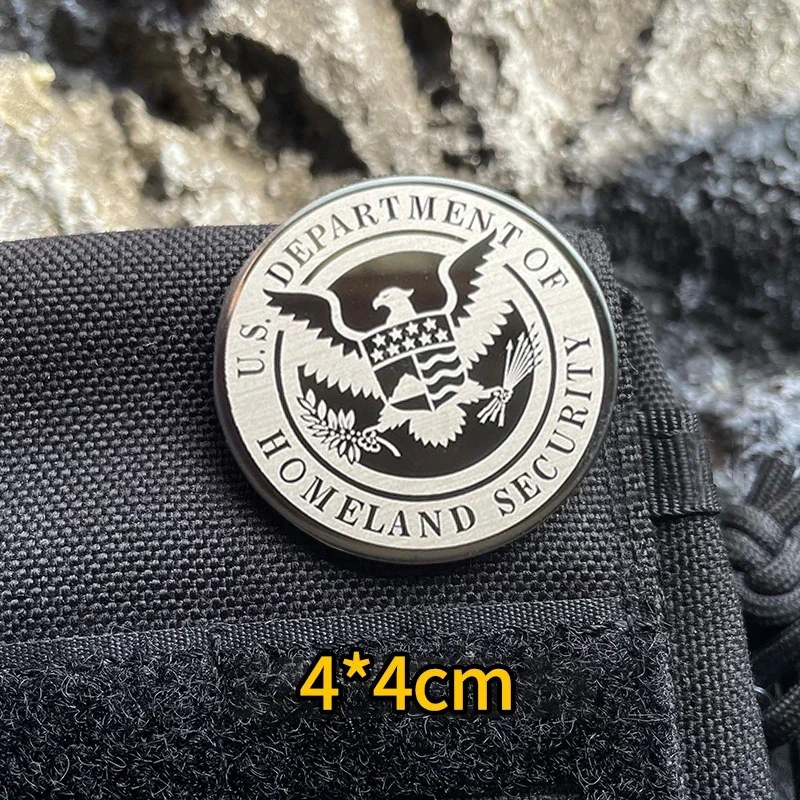 Metal  U.S.Department of Homeland Security Hook and Loop Morale Badge DHS Emblem Patches Backpack Tactical Accessories Stickers