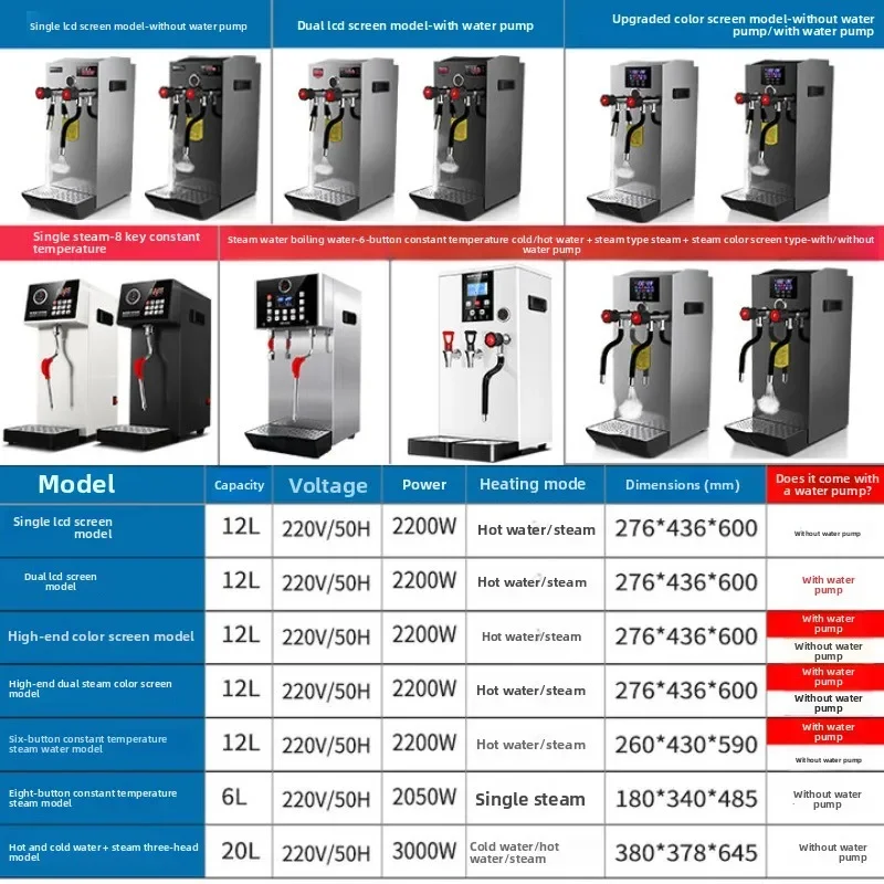 Automatic steam boiling water machine, full set of steam milk foam machine for commercial equipment in milk tea shop