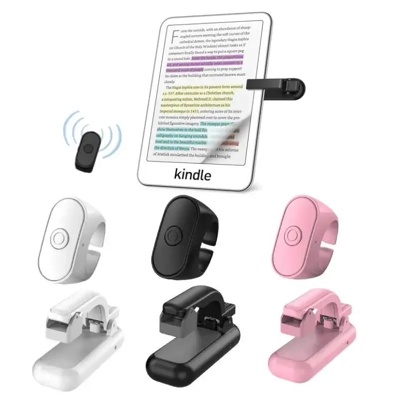 2-in-1 Remote Control Page Turner for Kindle Paperwhite Oasis Kobo eReaders, Kindle Clicker Page Turner for iPhone,iPad, Android