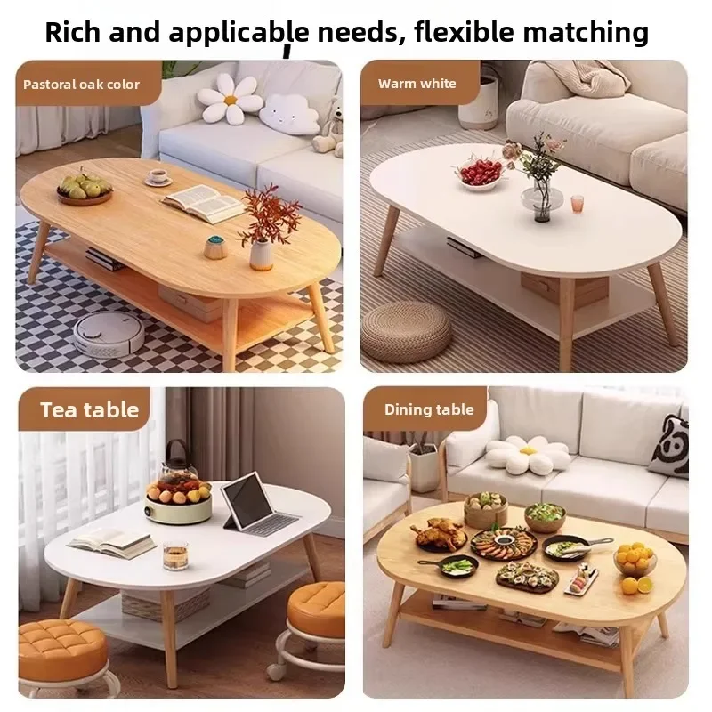 Oval Coffee Table Small Apartment Living Room Bedroom Minimal Modern Low Profile Small Table Side Table Cofee Table Center Table