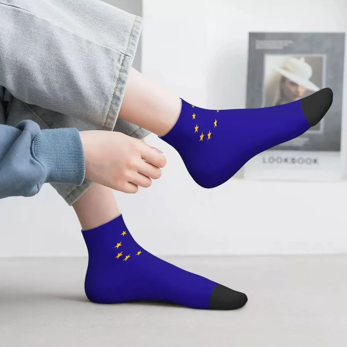 Chaussettes imprimées pour hommes et femmes, Chaussettes extensibles, Nouveauté, UE, Union européenne, Été, Automne, Hiver