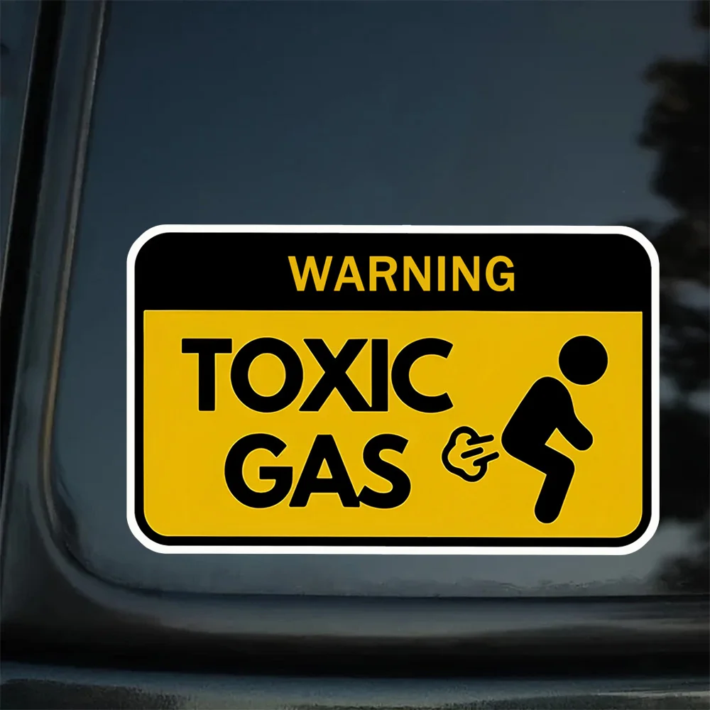 2-Pack Caution Toxic Gas Sign Vinyl Sticker 13x8cm Matte Waterproof Durable Decal for Cars Laptop Auto Accessories
