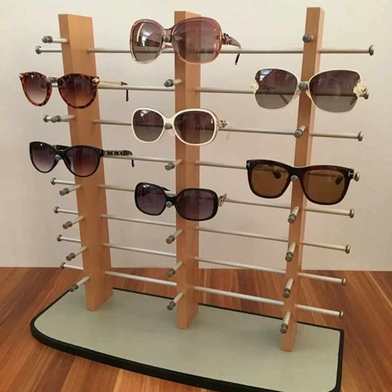 Wood Grain Color Eyeglasses Display Stand Wooden Spectacle Showcase Rack Retail Eyewear Display Prop Shop Glasses Storage Holder