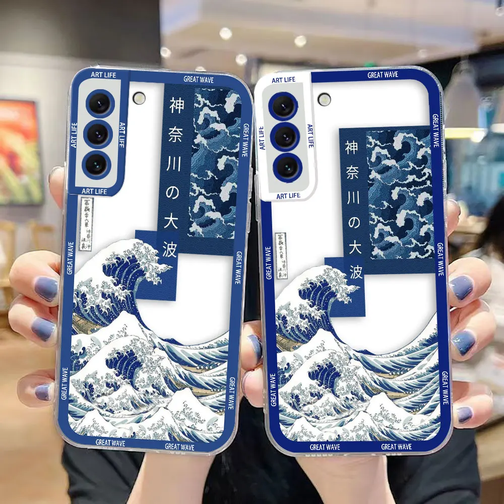 

Cover Clear Phone Cqoue Case For Samsung A03 A04 A05 A05S S10 S20 S21 FE PLUS ULTRA 5G Case Case Kanagawa Great Wave Of The Sea