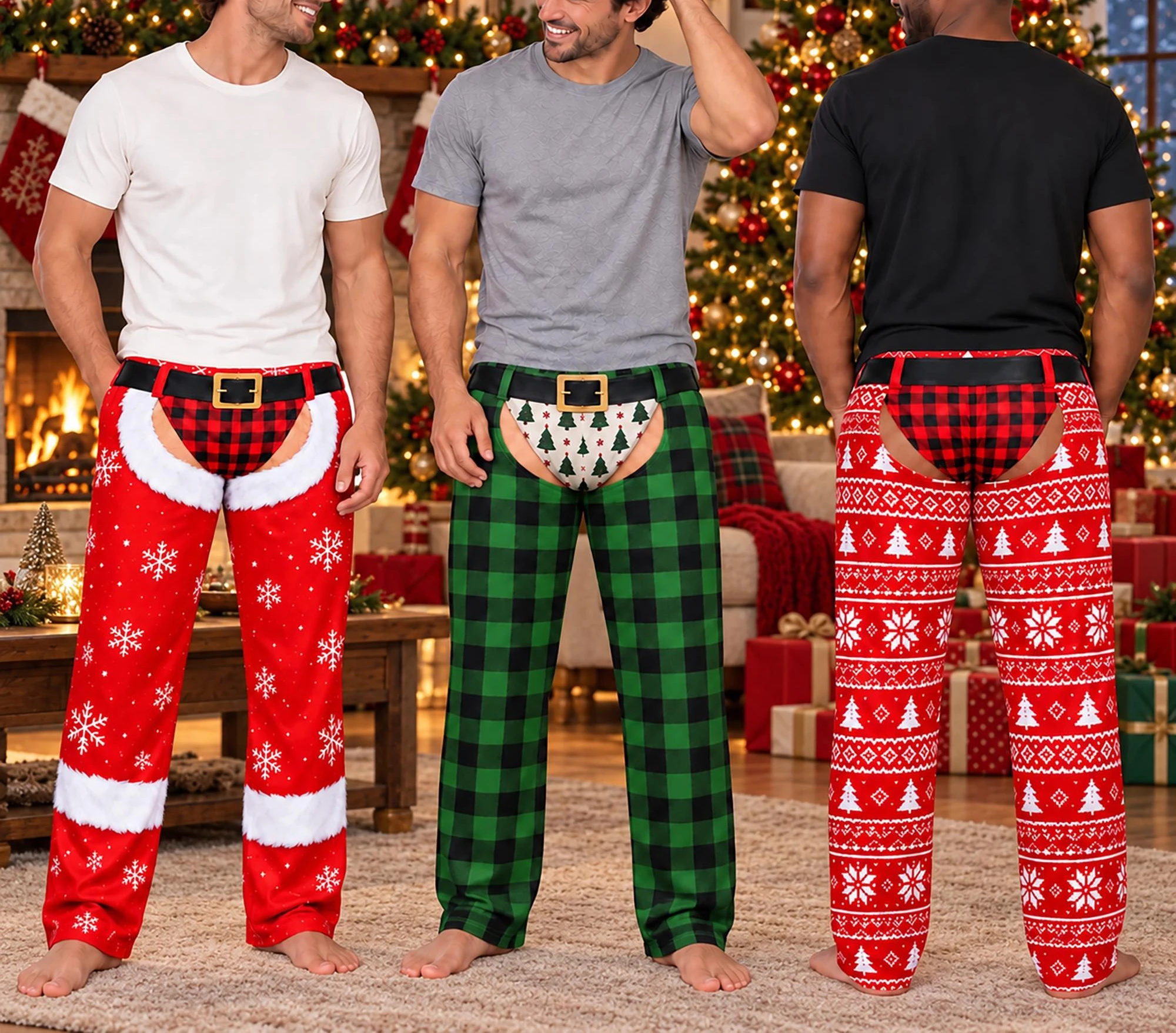 Personalized Funny Pajama Pants Fake Thong Fake Butt Pants Christmas Gag Gift Ugly Christmas Pants Novelty Gag Gift Men Women