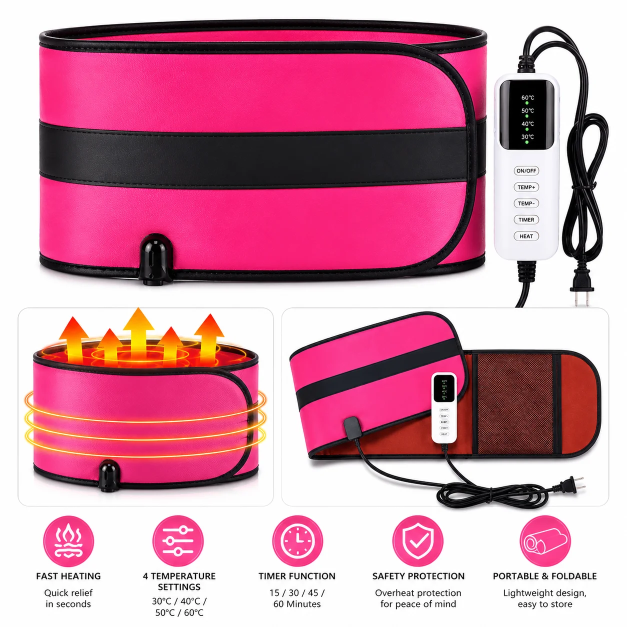 

Electric Heating Waist Belt Vibrating Massager Hot Compress Back Pain Relief Period Cramps Lumbar Support Body Care