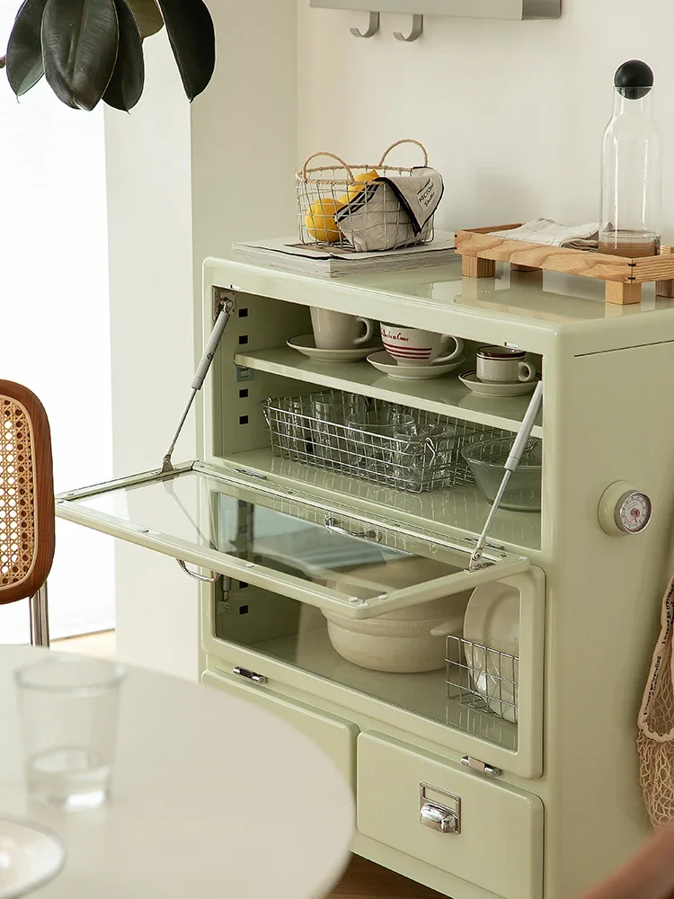 Retro metal chest, iron cabinet, household living room drawer storage ins glass display cabinet