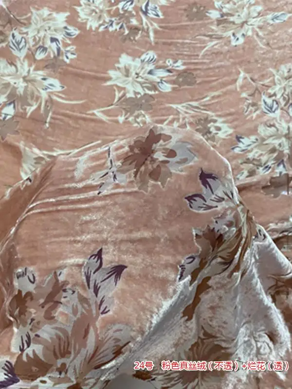 

High-End Real Velvet Jacquard Fabric Burnt out See-through Hollow Dress Cheongsam Clothing 24