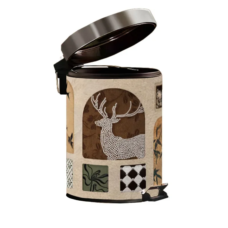 Luxury Leather Waste Bin Double Layer Large Capacity Trash Can for Living Room Bedroom Bathroom Modern Home Decor