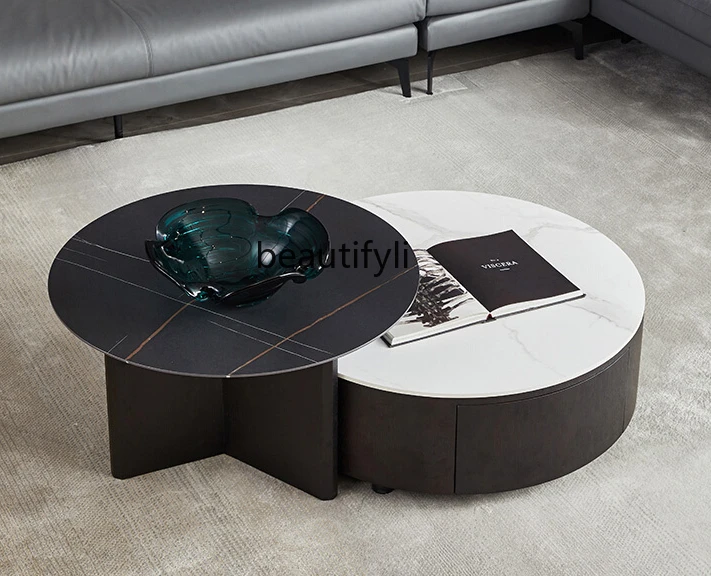 Italian Minimalist Marble Stone Plate Coffee Table Combination Designer Light Luxury Living Room Nested Tables Modern