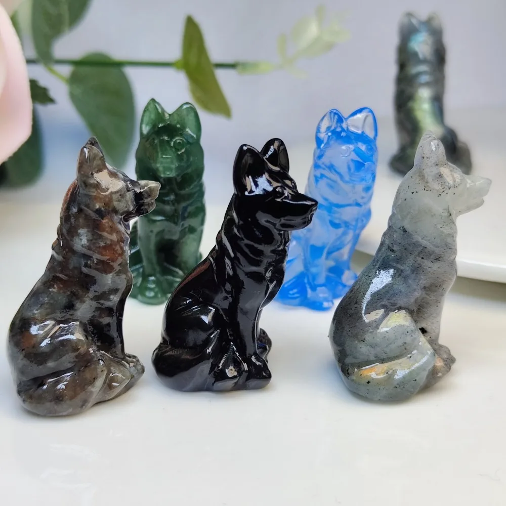 1pc Carved Wolf Natural Stone Home Decor Valentine'S Day & Christmas Gift for Living Room Pet Ornament Creative Decoration