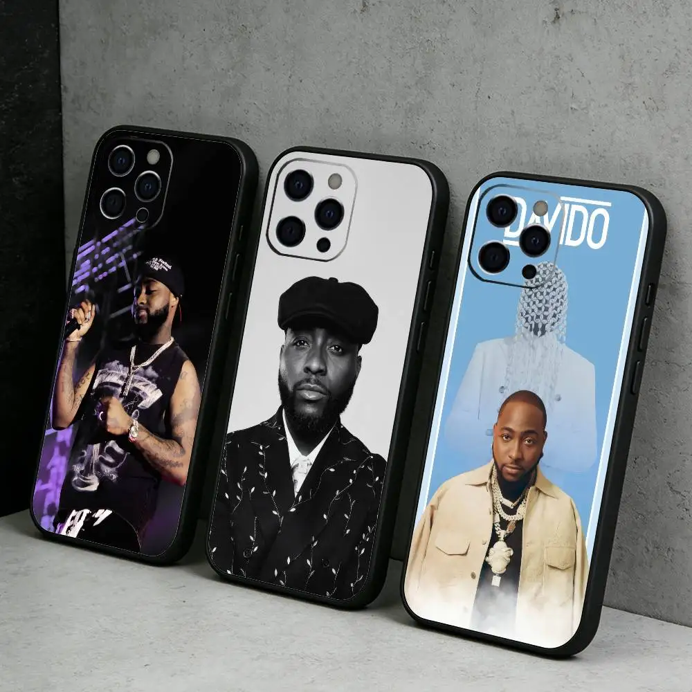 Capa de Silicone Macia Preta D-DAVIDO O-Omo Baba Olowo para iPhone 17, 16, 15, 14, 13, 12 Plus, Max