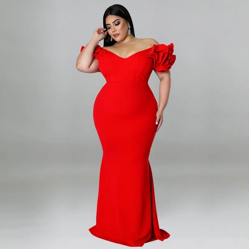 

KEXU плюс размер сексуальные вечерние платья знаменитостей с v-образным вырезом женские свадебные платья для ночного клуба с оборками Русалка Макси элегантное вечернее платье для выпускного вечера