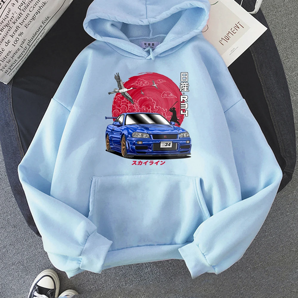 Anime Hoodie Men Sweatshirts for JDM Car Japanese Streetwear Casual Long Sleeve Tops Oversized Hoody Japan Style Cloth